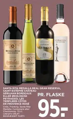 MENY Santa Rita Medalla Real / Château Sérilhan / Peyrassol Les Templiers tilbud