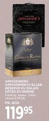 MENY Appassinero Appassimento eller Réserve du Palais (box) tilbud