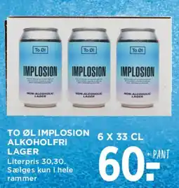MENY To Øl Implosion Alkoholfri Lager tilbud