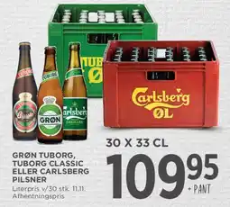MENY Øl - Grøn Tuborg / Tuborg Classic / Carlsberg Pilsner tilbud