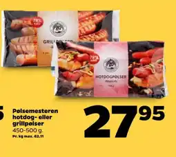 Netto Pølsemesteren hotdog- eller grillpølser tilbud