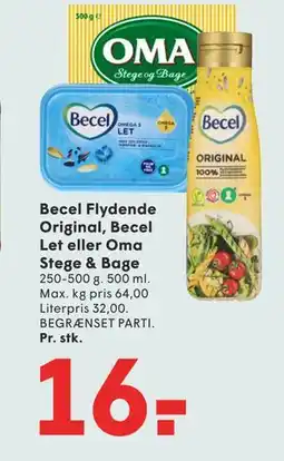 SPAR Becel Flydende Original, Becel Let eller Oma Stege & Bage tilbud