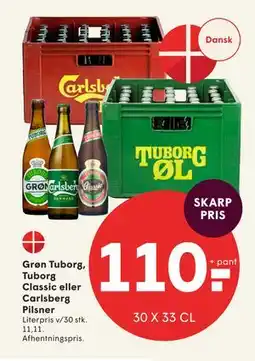 SPAR Grøn Tuborg, Tuborg Classic eller Carlsberg Pilsner tilbud