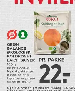 MENY GRØN BALANCE ØKOLOGISK KOLDRØGET LAKS I SKIVER tilbud