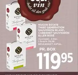 MENY NUGAN ESTATE THIRD GENERATION SAUVIGNON BLANC, CABERNET SAUVIGNON ELLER ROSÉ tilbud