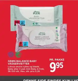 MENY GRØN BALANCE BABY VÅDSERVIETTER tilbud