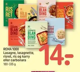 REMA 1000 REMA 1000 Lasagne, lasagnette, risret, ris og karry eller carbonara tilbud