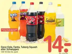 REMA 1000 Coca-Cola, Fanta, Tuborg Squash eller Schweppes tilbud