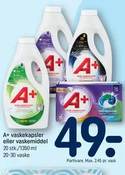 REMA 1000 A+ vaskekapsler eller vaskemiddel tilbud