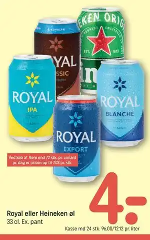 REMA 1000 Royal eller Heineken øl tilbud