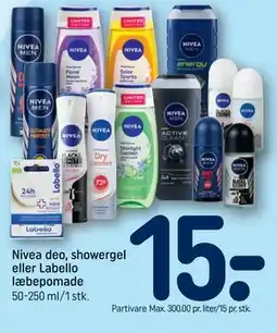 REMA 1000 Nivea deo, showergel eller Labello læbepomade tilbud