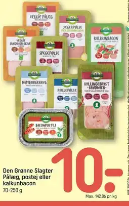REMA 1000 Den Grønne Slagter Pålæg, postej eller kalkunbacon tilbud