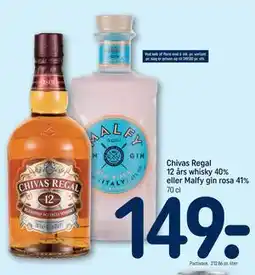 REMA 1000 Chivas Regal 12 års whisky 40% eller Malfy gin rosa 41% tilbud