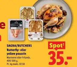 Lidl Sagra/butchers butterfly- eller yellow poussin tilbud