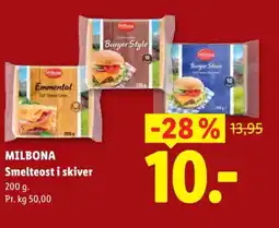 Lidl MILBONA Smelteost i skiver tilbud