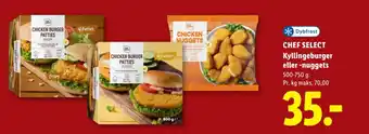 Lidl Chef select kyllingeburger eller -nuggets tilbud