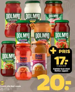 Netto Dolmio eller Ben's sauce tilbud