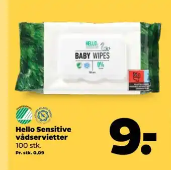 Netto Hello Sensitive vådservietter tilbud