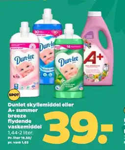 Netto Dunlet skyllemiddel eller A+ summer flydende vaskemiddel tilbud
