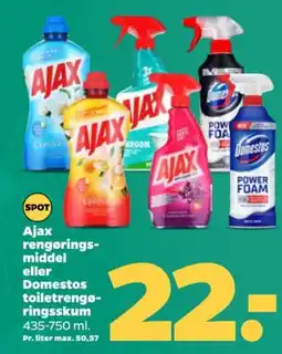Netto Ajax rengørings- middel eller Domestos toiletrengø- ringsskum tilbud
