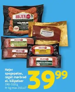 Løvbjerg Højer spegepølse, røget mørbrad el. kålpølser tilbud