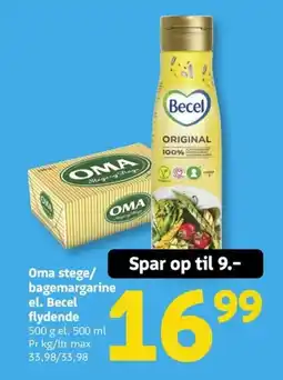 Løvbjerg Oma stege/ bagemargarine el. Becel flydende tilbud