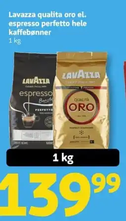 Løvbjerg Lavazza qualita oro el. espresso perfetto hele kaffebønner tilbud