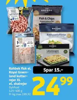 Løvbjerg Rahbek fisk el. Royal Greenland kutter- rejer XL el. skalrejer tilbud