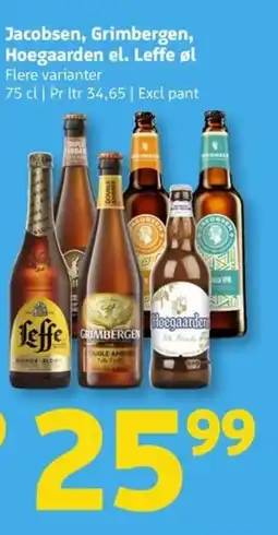 Løvbjerg Jacobsen, Grimbergen, Hoegaarden el. Leffe øl tilbud