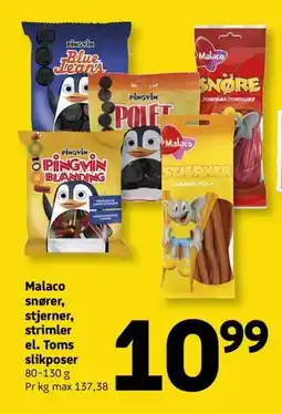 Løvbjerg Malaco snører, stjerner, strimler el. Toms slikposer tilbud