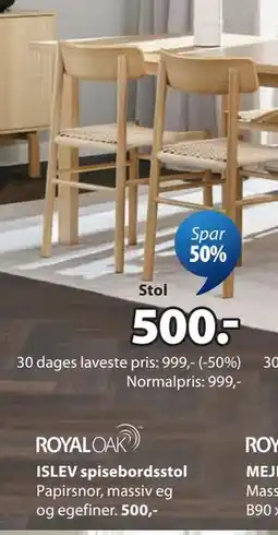 JYSK ISLEV spisebordsstol tilbud