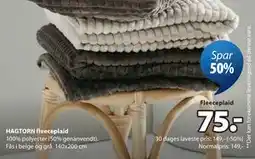 JYSK HAGTORN fleeceplaid tilbud