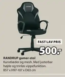JYSK RANDRUP gamer-stol tilbud