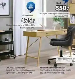 JYSK LINDVED skrivebord tilbud
