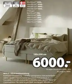 JYSK NEVLA + KOLA kontinentalseng tilbud