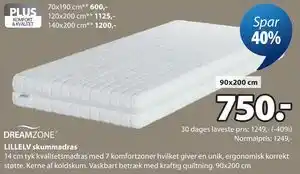 JYSK LILLELV skummadras tilbud