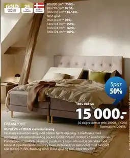 JYSK KUPELVA + TOSEN elevationsseng tilbud