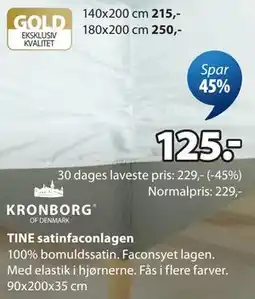 JYSK TINE satinfaconlagen tilbud