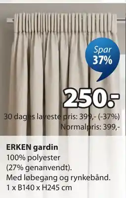 JYSK ERKEN gardin tilbud