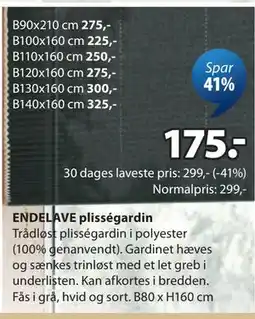 JYSK ENDELAVE plisségardin tilbud