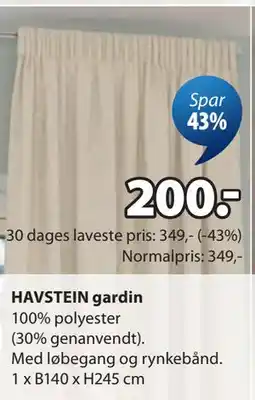 JYSK HAVSTEIN gardin tilbud
