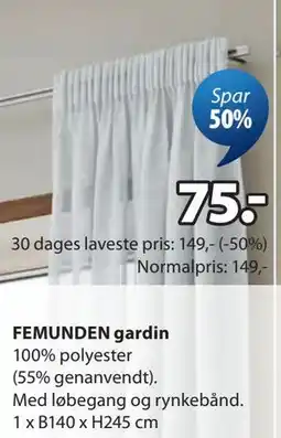 JYSK FEMUNDEN gardin tilbud