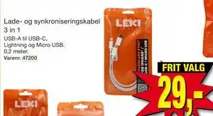 Harald Nyborg Lade- og synkroniseringskabel 3 in 1 tilbud