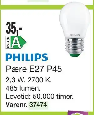Harald Nyborg PHILIPS Pære E27 P45 tilbud