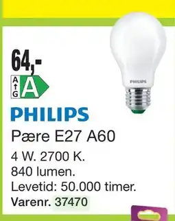 Harald Nyborg PHILIPS Pære E27 A60 tilbud