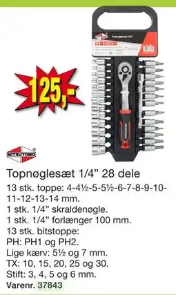Harald Nyborg Topnøglesæt 1/4” 28 dele tilbud