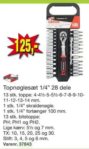 Harald Nyborg Topnøglesæt 1/4” 28 dele tilbud