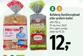Føtex Kohberg familierugbrød eller protein boller tilbud