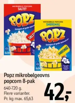 Føtex Popz mikrobølgepopcorn (8-pak) tilbud
