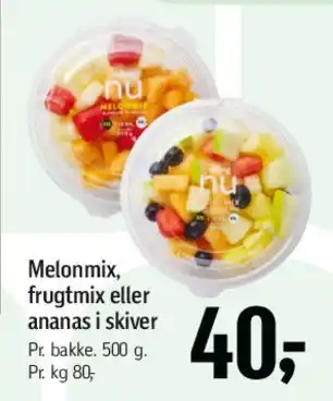 Melonmix, frugtmix eller ananas i skiver